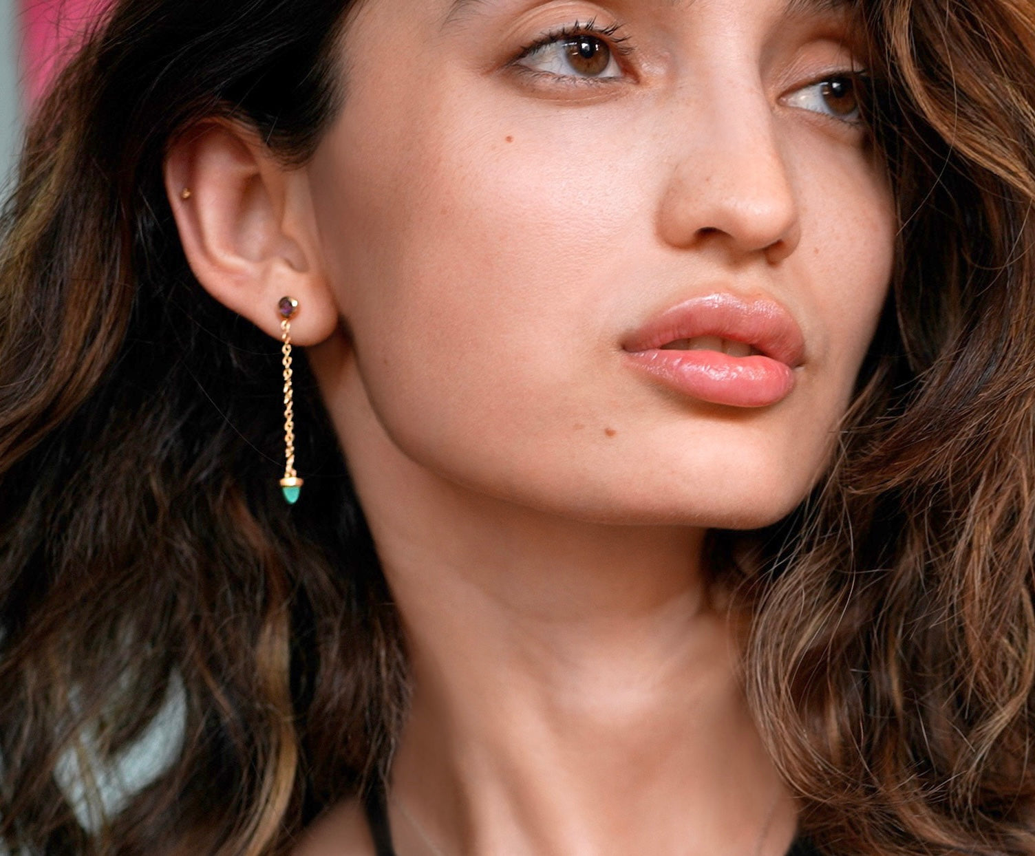 Boucles d'oreilles transformables en améthyste et chrysoprase en or jaune 10 carats