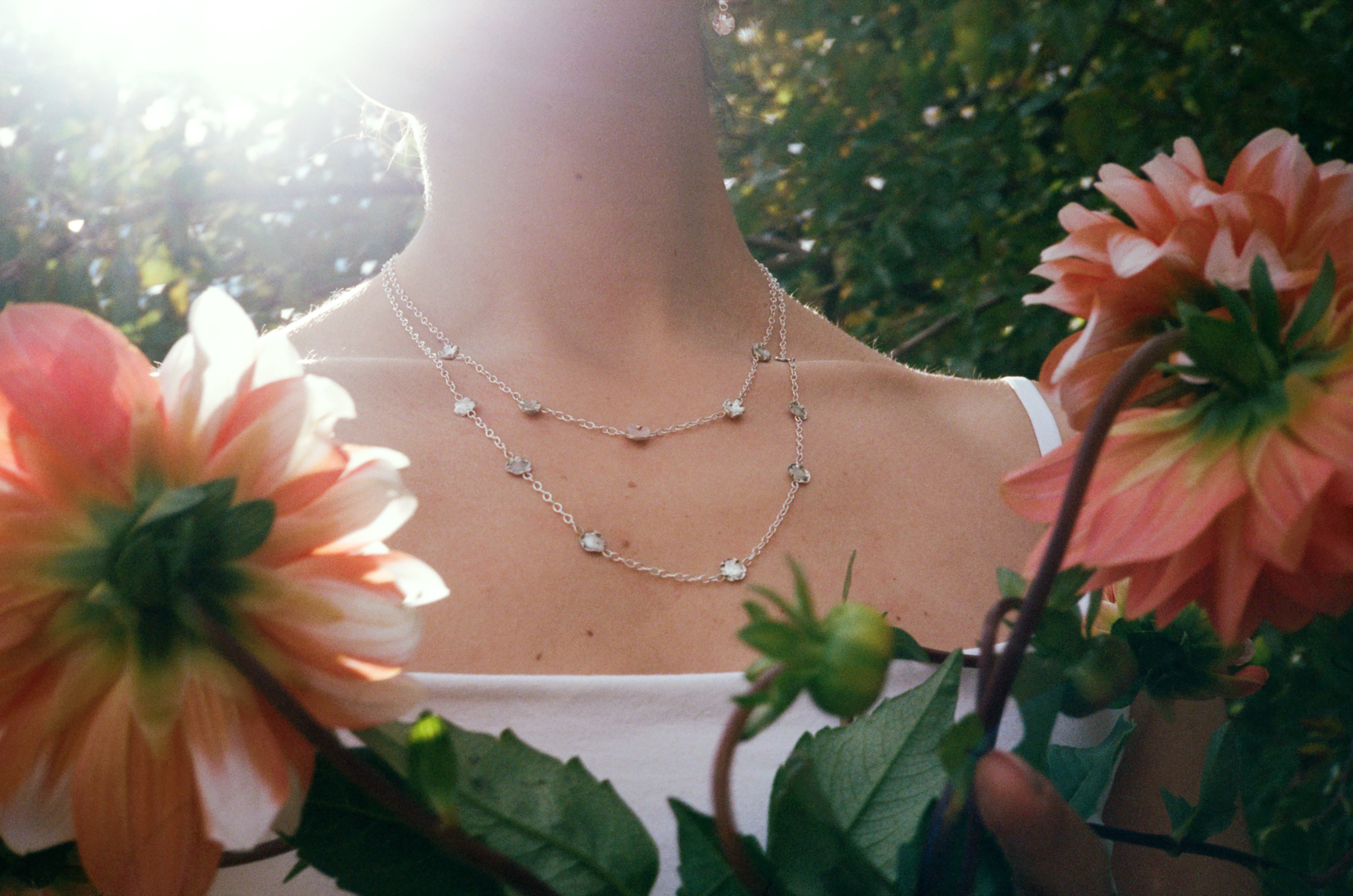 argenteum silver 7 flower beads on an 18-inch-long chain