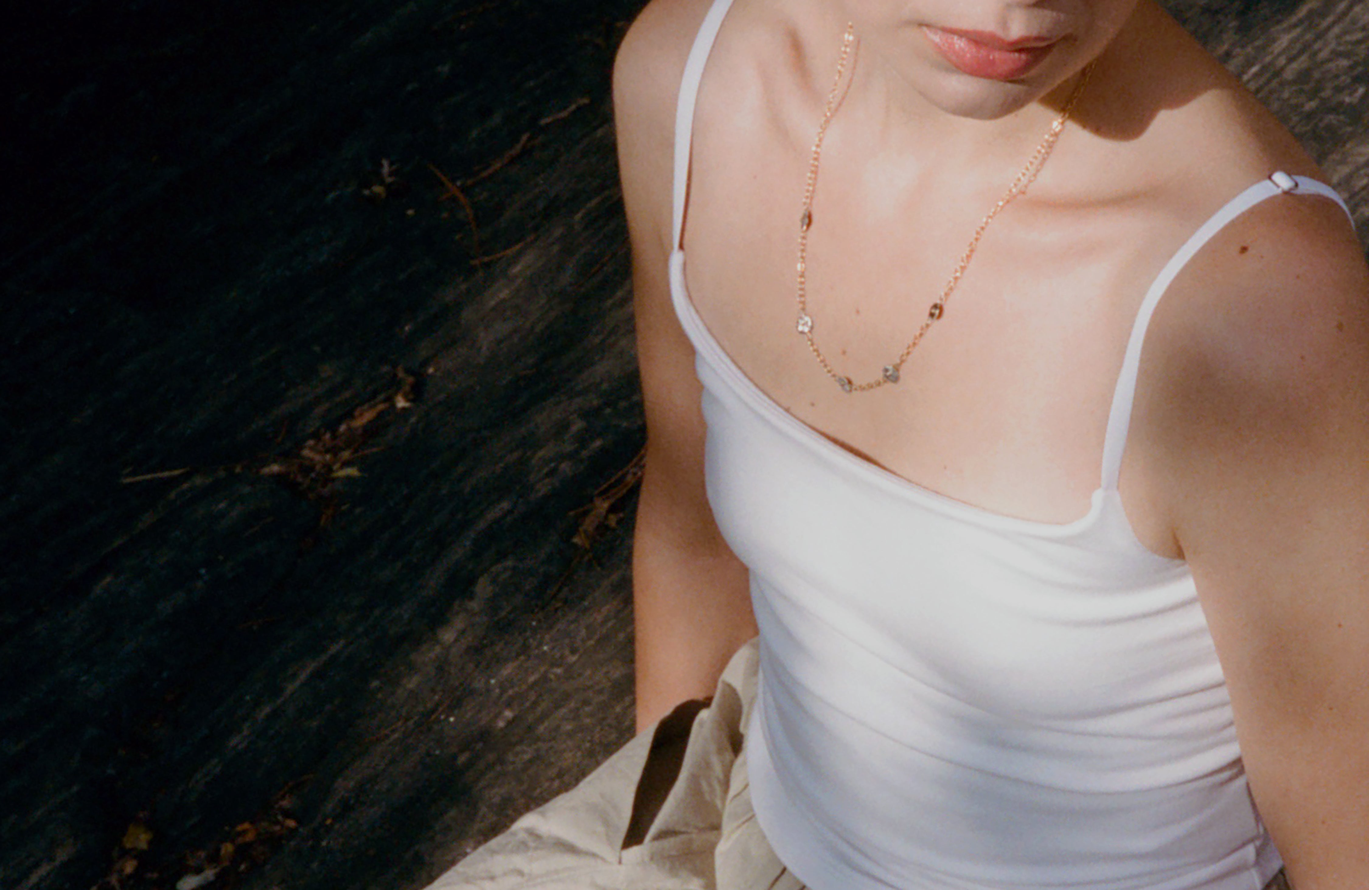 Fleur d'argent necklace with 14K gold beads