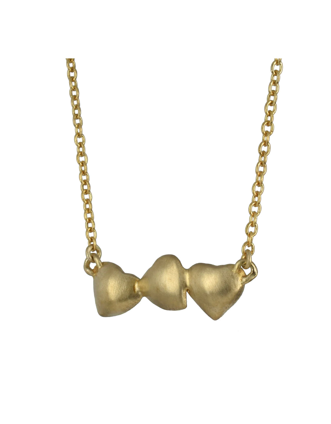 Collier en argent plaqué or avec cœurs dansants sur une chaîne