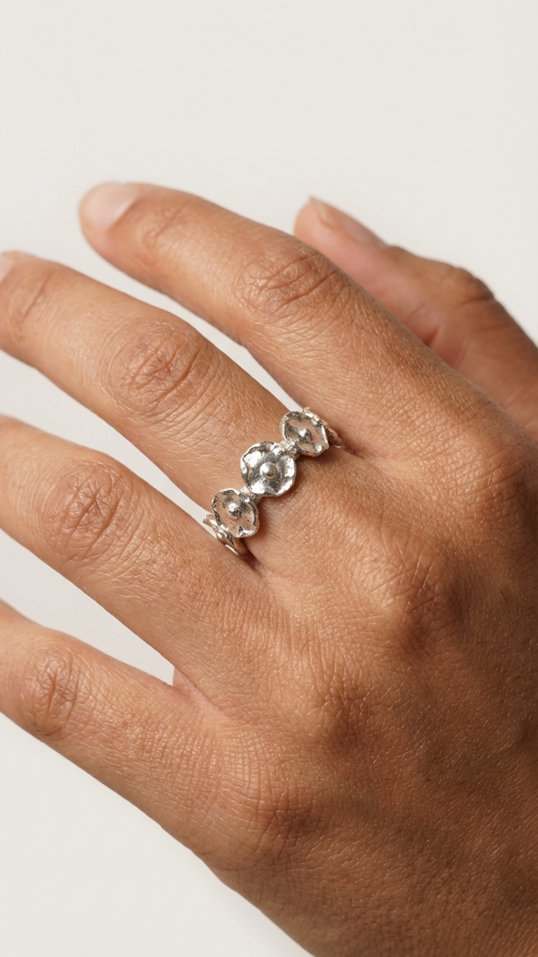 fleur d'argent couronne ring