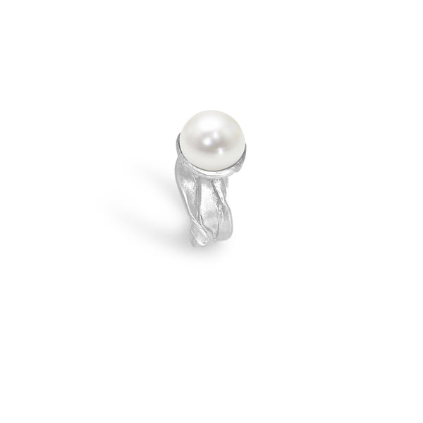 Silver Seaweed Pearl Ring (size 8)