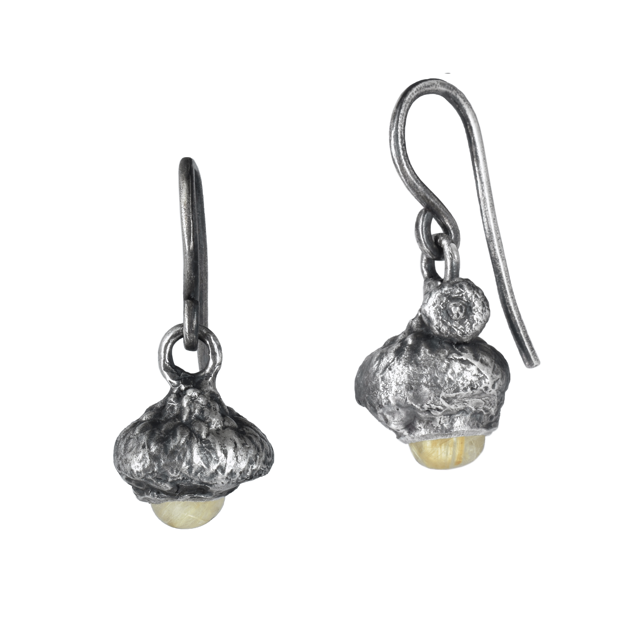 boucles d’oreilles en argent sterling avec gland de quartz rutile