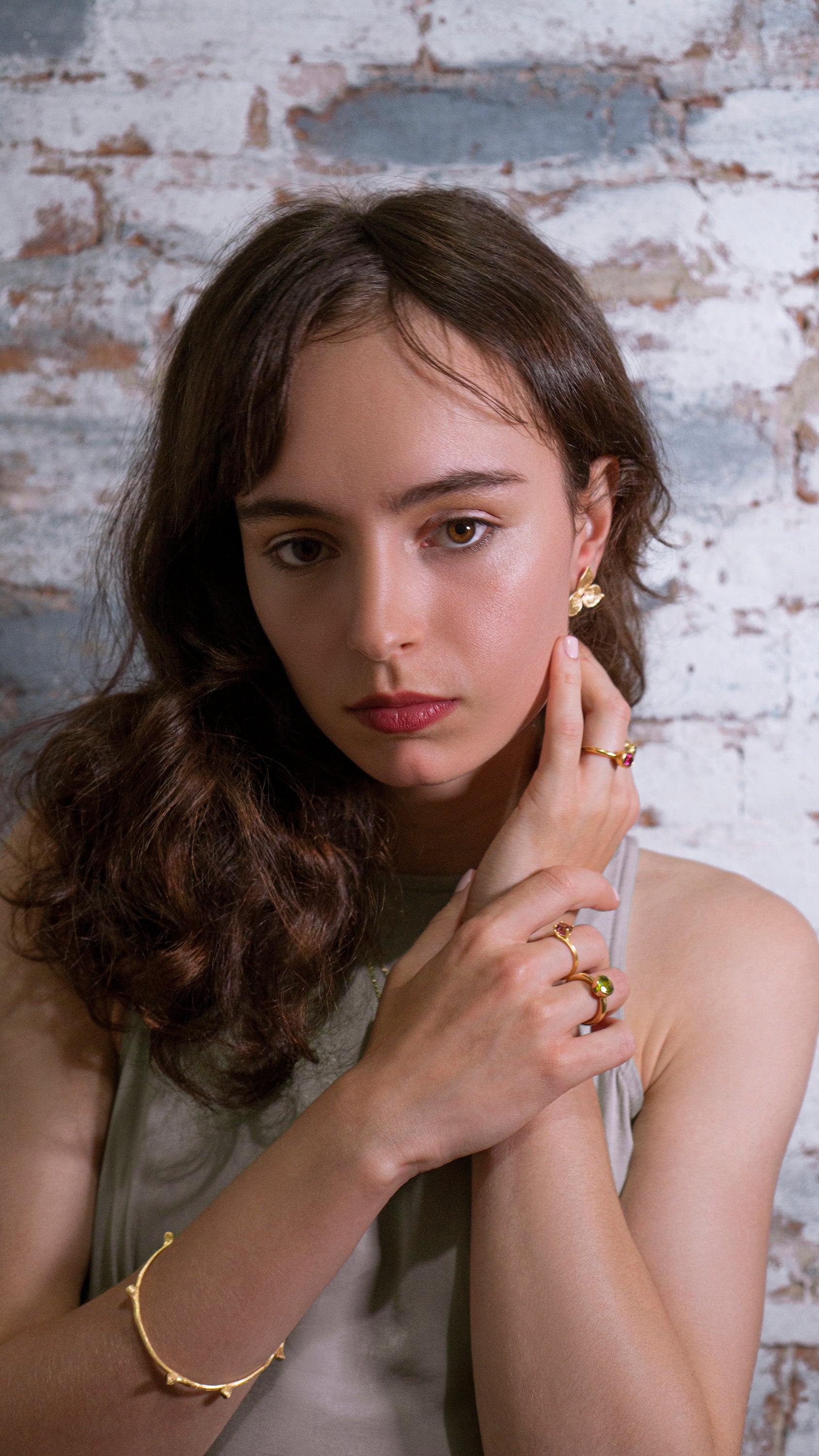 the small wisteria ring with a rhodolite garnet