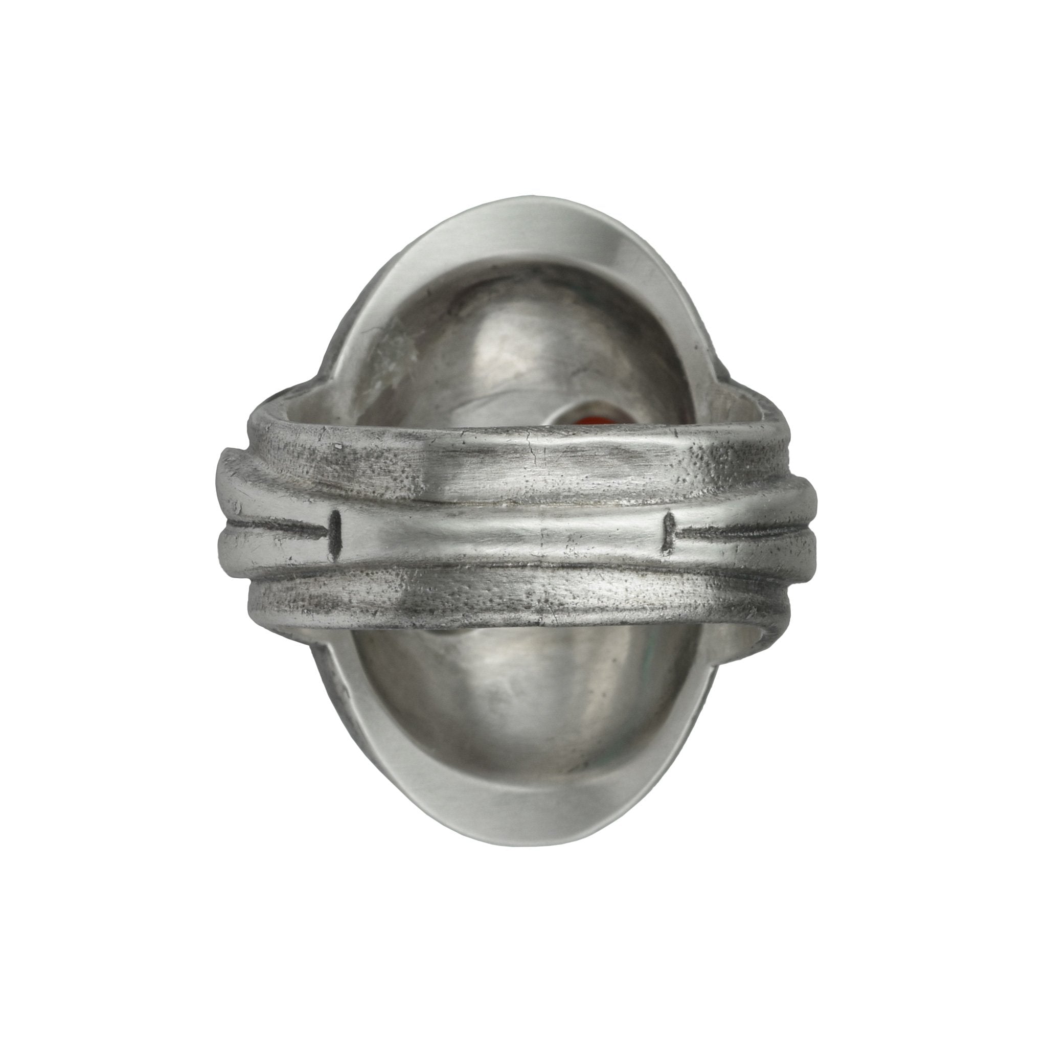 Bague de guerrier africain en argent en édition limitée avec pierres de corail et turquoise - prête à être expédiée en taille 8