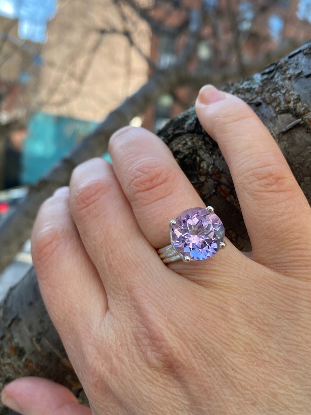 bague glycine améthyste rose de France