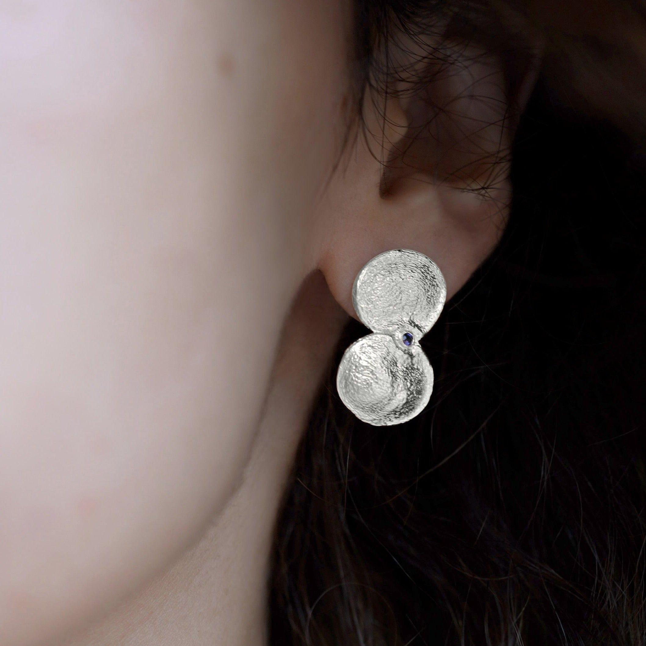 boucles d’oreilles à gousses de graines allongées en argent