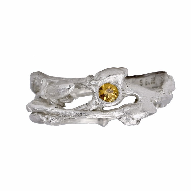 Bague brindille en argent avec saphir jaune