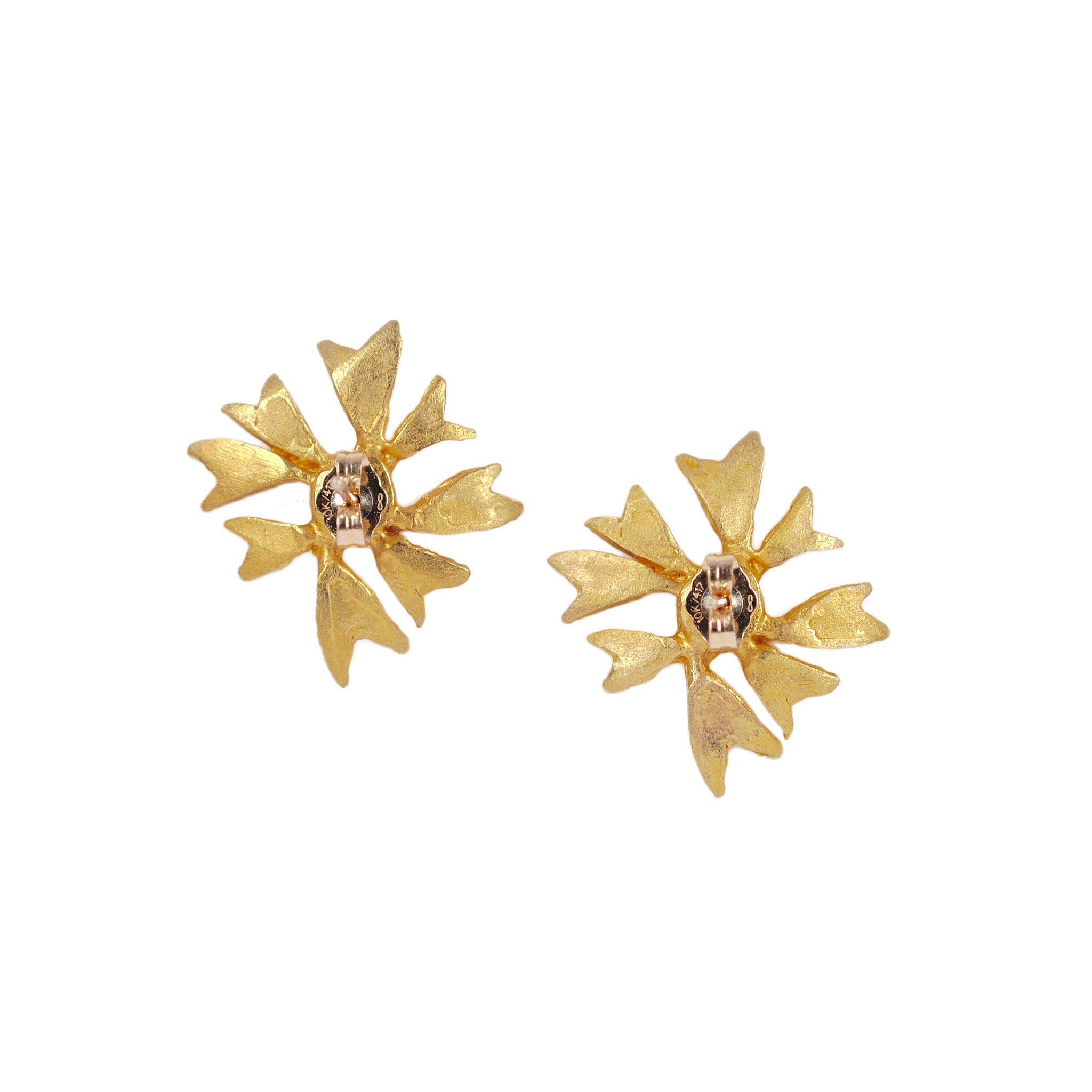 Boucles d'oreilles fleur d'érable en or jaune 14K et 18K avec pierres précieuses d'améthyste
