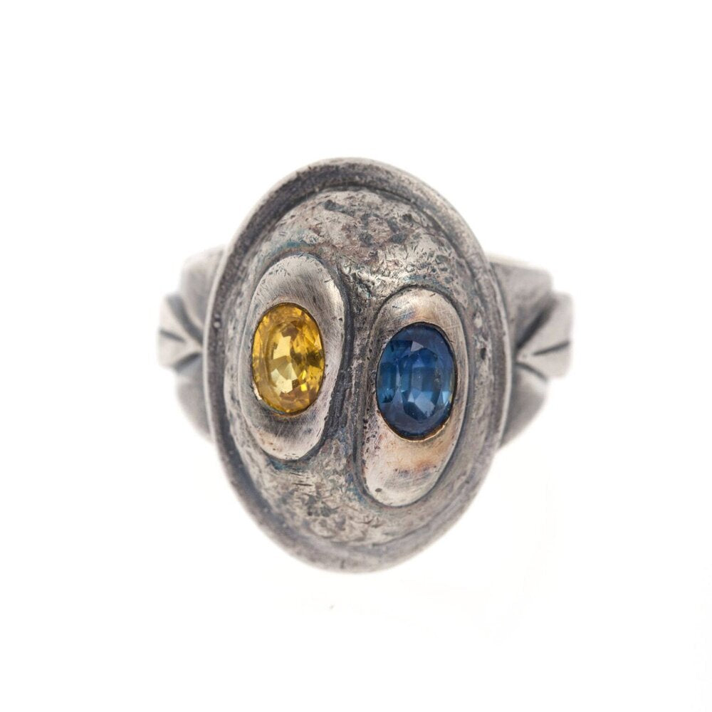 la bague guerrier africain platine argent et saphirs