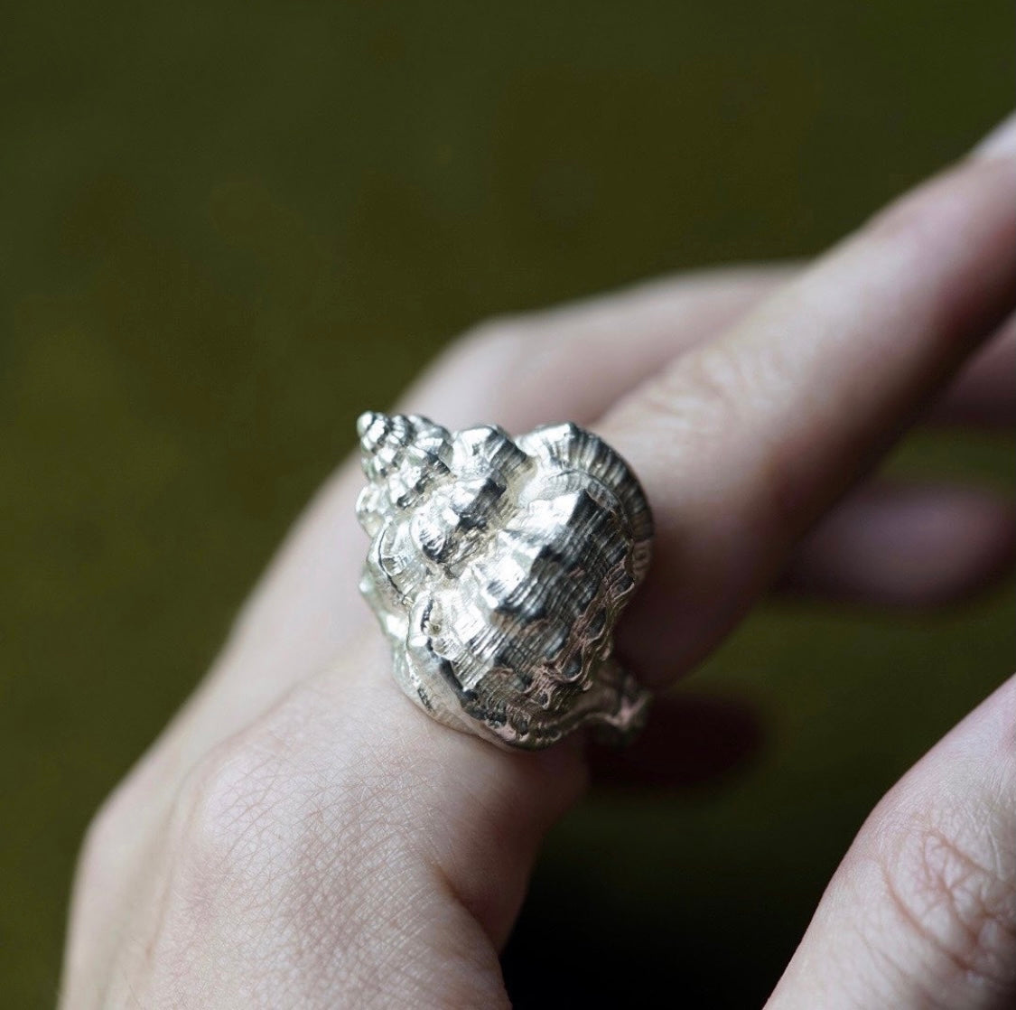 The sea Shell Ring molded from a sea shell