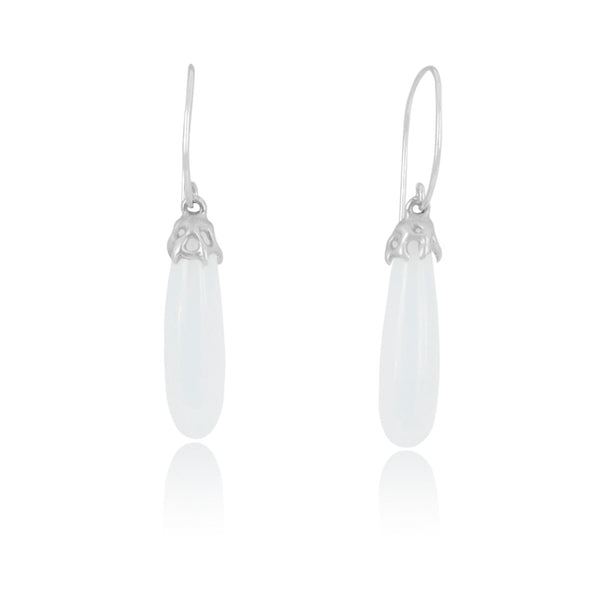 silver ethereal white moonstones drop earrings that capture the essence of unearthed treasures