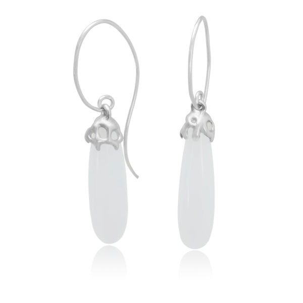 silver ethereal white moonstones drop earrings that capture the essence of unearthed treasures