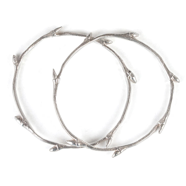 The Buds Bangle in silver ready to ship