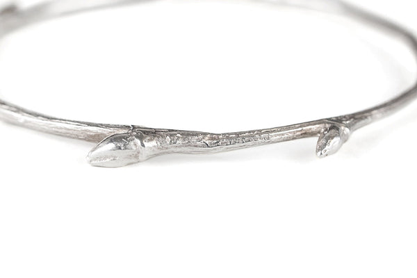 The Buds Bangle in silver ready to ship