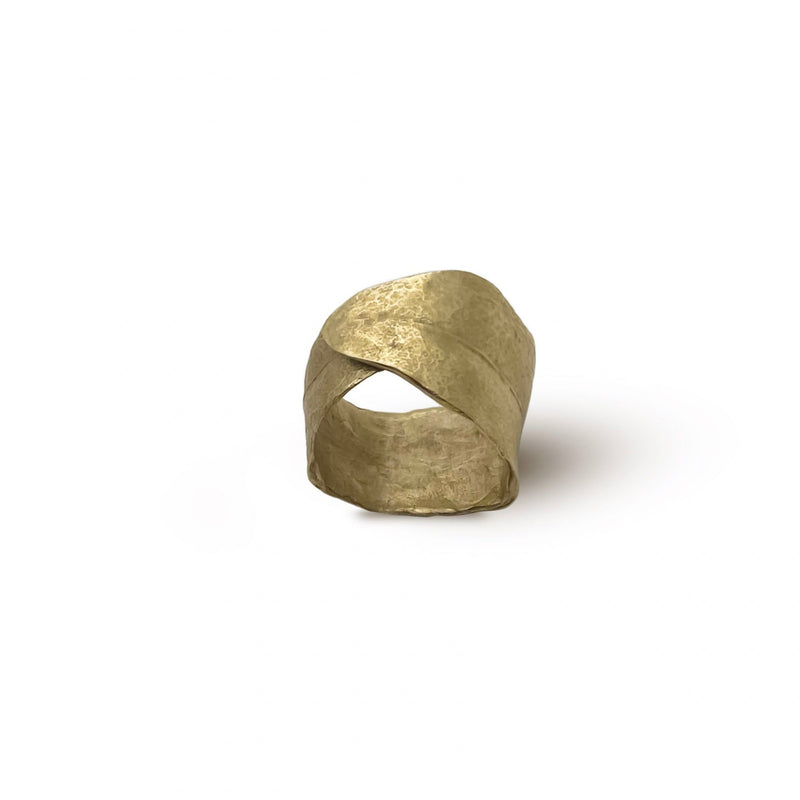 brass large leaf ring