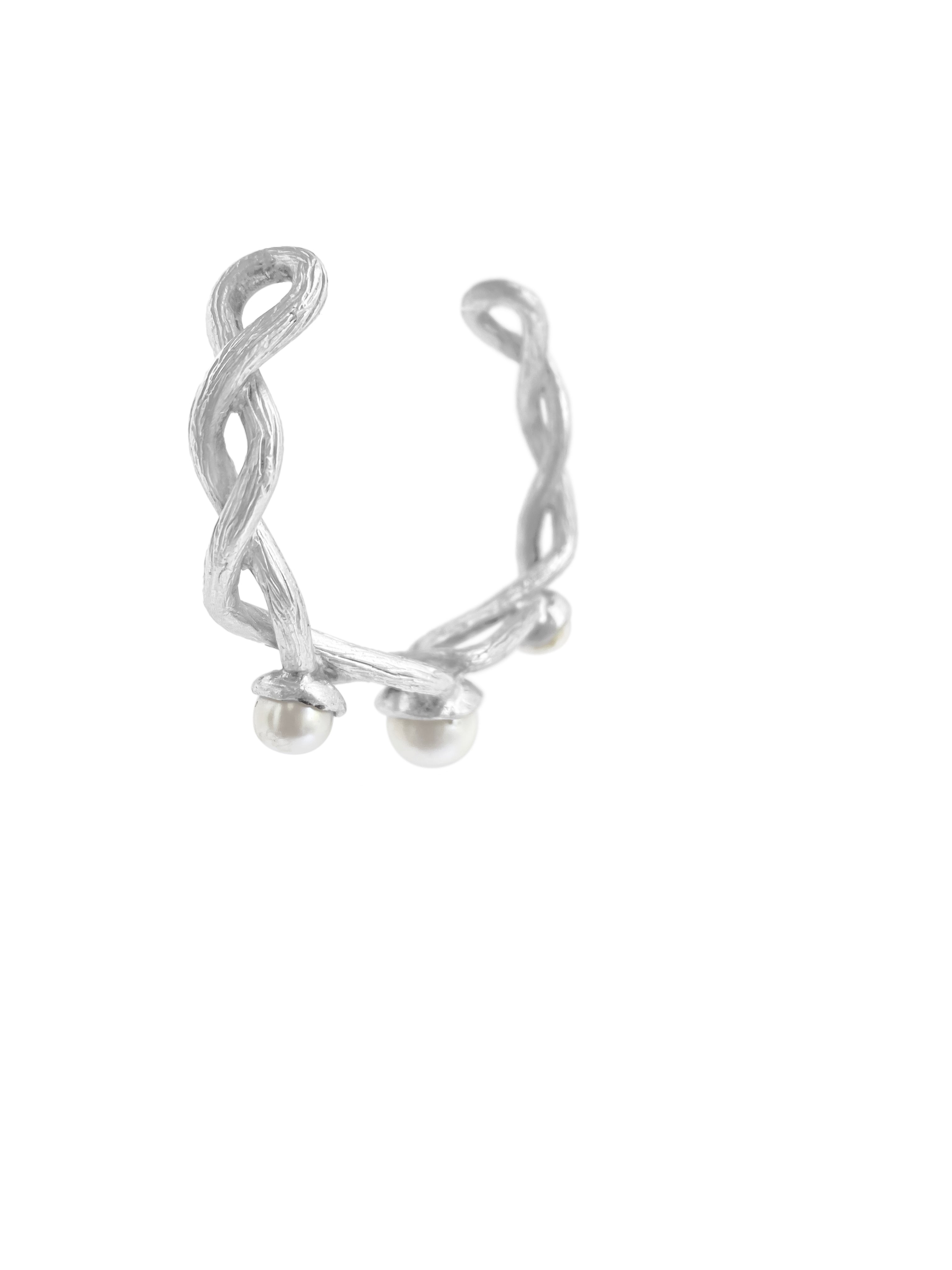 Pearls Silver Cuff