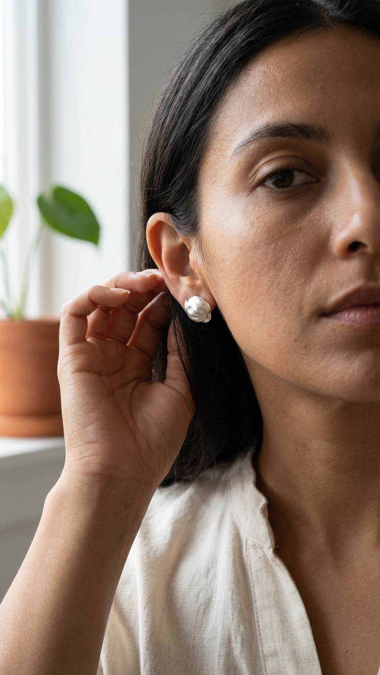 Fleur D'argent rose shape stud earrings