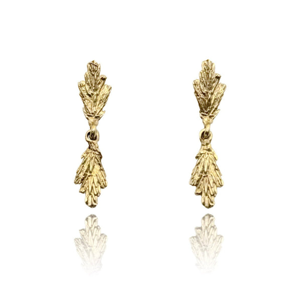 Brooklyn Shrub Motif Drop Earrings in 10K Yellow Gold