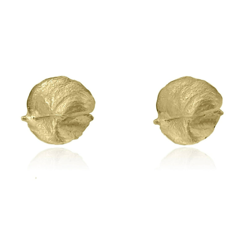 Nature's Whisper: 14K Fairmined Gold Leaf Stud Earrings