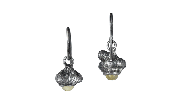 sterling silver rutilated quartz acorn earrings