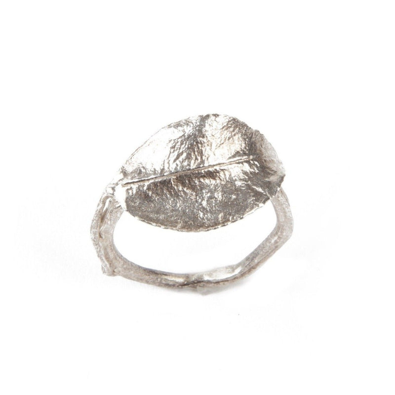 silver leaf ring size 7