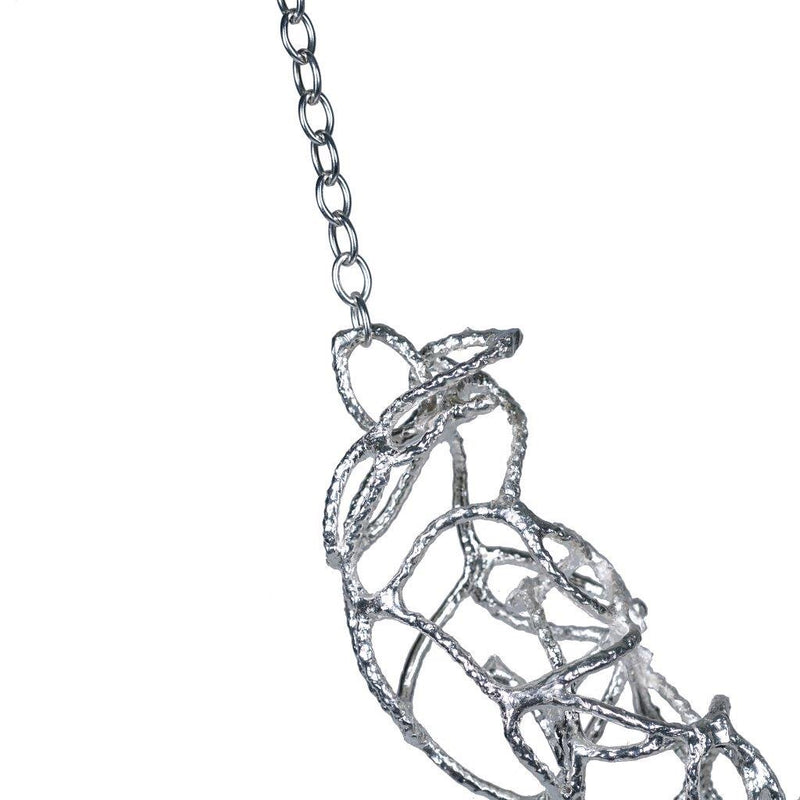 one of a kind silver fishing net necklace