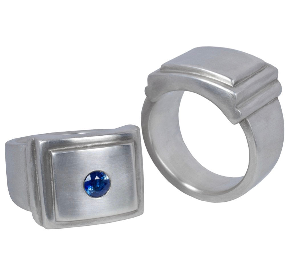 Step signet men's and women's ring