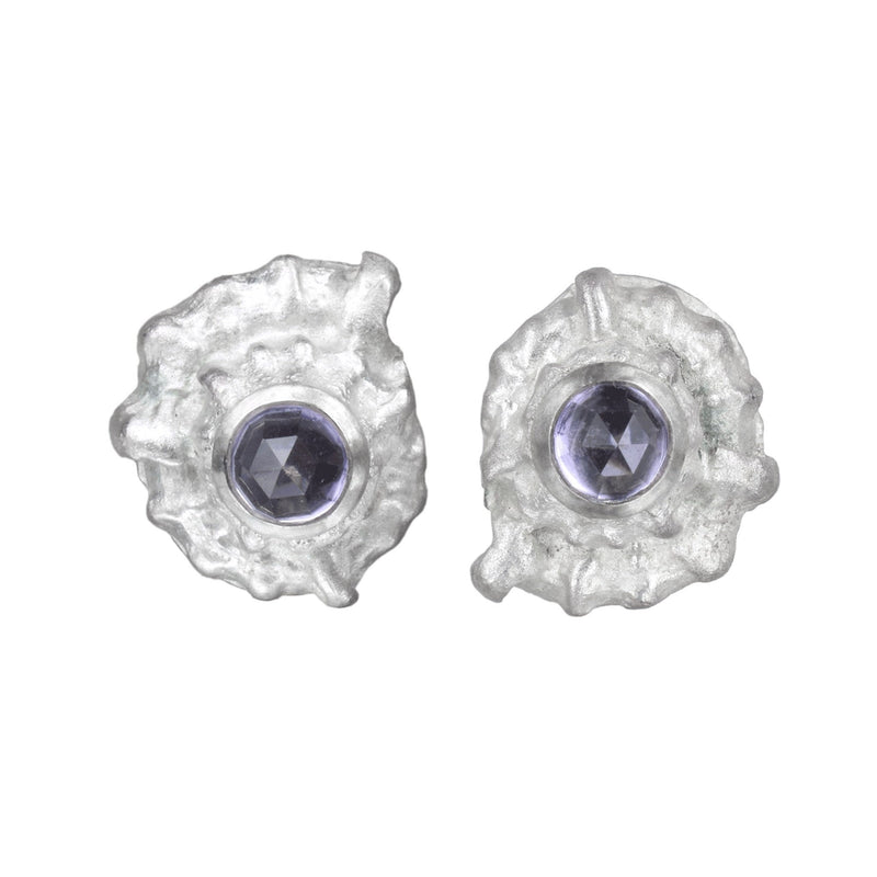 limited edition sea shell earrings with a rose cut amethyst
