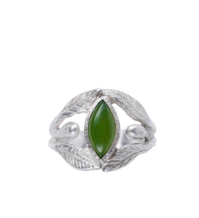 La Marquise Cabochon Ring engagement unique everyday ring with a jade cabochon - size 7