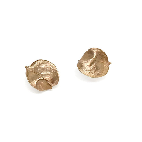 Boucles d'oreilles moulées feuille d'automne Brooklyn en or rose 10 carats et 18 carats