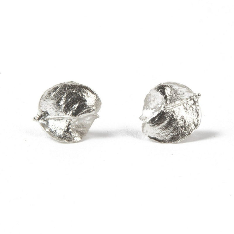 silver small leaf earrings
